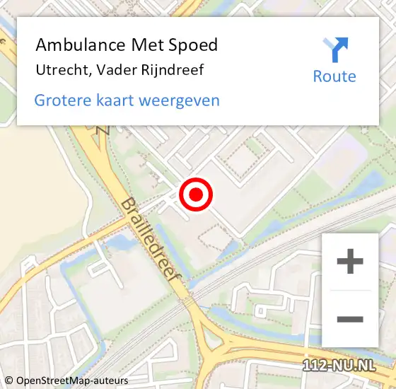 Locatie op kaart van de 112 melding: Ambulance Met Spoed Naar Utrecht, Vader Rijndreef op 6 oktober 2017 23:11