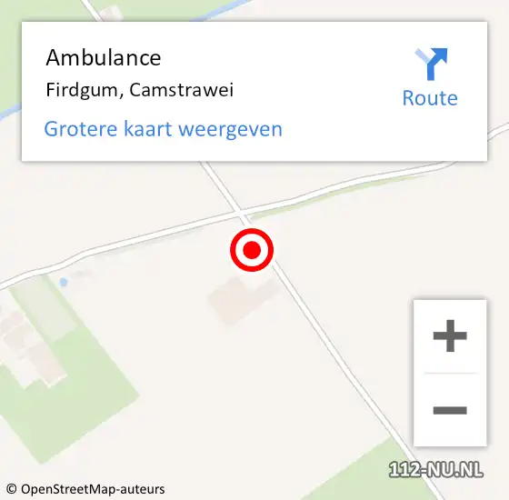 Locatie op kaart van de 112 melding: Ambulance Firdgum, Camstrawei op 7 oktober 2017 02:46