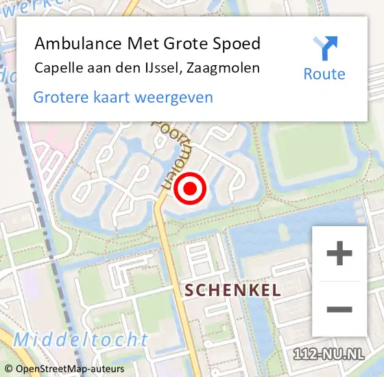 Locatie op kaart van de 112 melding: Ambulance Met Grote Spoed Naar Capelle aan den IJssel, Zaagmolen op 7 oktober 2017 03:19