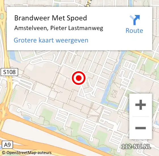 Locatie op kaart van de 112 melding: Brandweer Met Spoed Naar Amstelveen, Pieter Lastmanweg op 7 oktober 2017 09:00