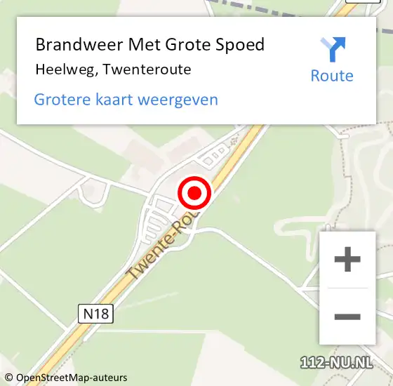 Locatie op kaart van de 112 melding: Brandweer Met Grote Spoed Naar Heelweg, Twenteroute op 7 september 2013 01:52