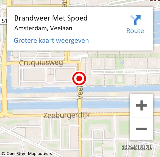 Locatie op kaart van de 112 melding: Brandweer Met Spoed Naar Amsterdam, Veelaan op 7 oktober 2017 10:58