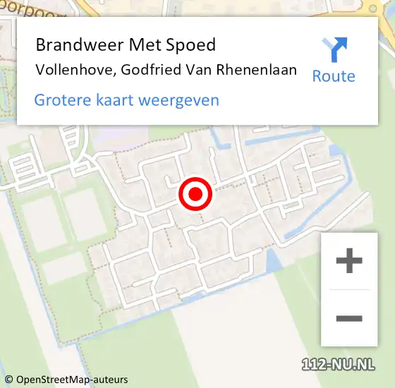 Locatie op kaart van de 112 melding: Brandweer Met Spoed Naar Vollenhove, Godfried Van Rhenenlaan op 7 oktober 2017 11:30