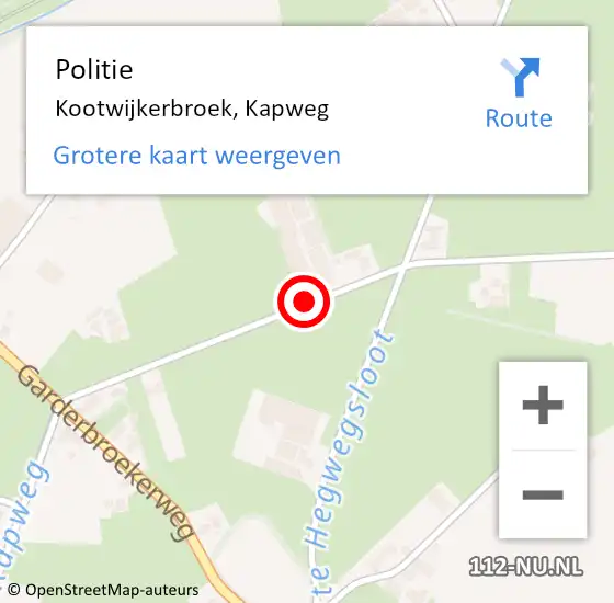 Locatie op kaart van de 112 melding: Politie Kootwijkerbroek, Kapweg op 3 februari 2014 14:16