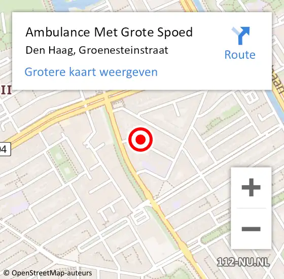 Locatie op kaart van de 112 melding: Ambulance Met Grote Spoed Naar Den Haag, Groenesteinstraat op 7 oktober 2017 14:33