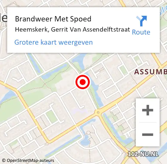 Locatie op kaart van de 112 melding: Brandweer Met Spoed Naar Heemskerk, Gerrit Van Assendelftstraat op 7 oktober 2017 19:09