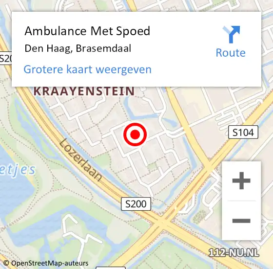 Locatie op kaart van de 112 melding: Ambulance Met Spoed Naar Den Haag, Brasemdaal op 8 oktober 2017 02:39