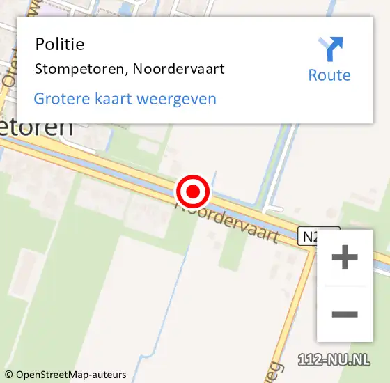 Locatie op kaart van de 112 melding: Politie Stompetoren, Noordervaart op 8 oktober 2017 08:36