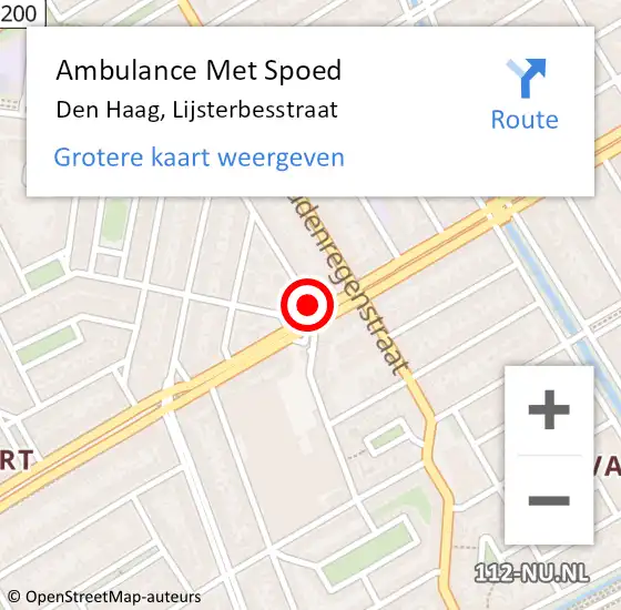 Locatie op kaart van de 112 melding: Ambulance Met Spoed Naar Den Haag, Lijsterbesstraat op 8 oktober 2017 08:54