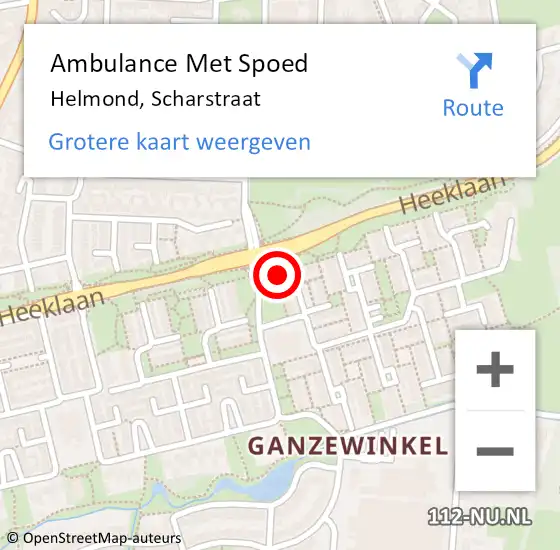 Locatie op kaart van de 112 melding: Ambulance Met Spoed Naar Helmond, Scharstraat op 8 oktober 2017 10:45