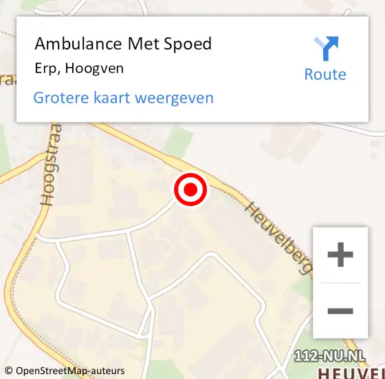 Locatie op kaart van de 112 melding: Ambulance Met Spoed Naar Erp, Hoogven op 8 oktober 2017 14:05