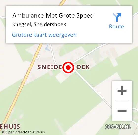 Locatie op kaart van de 112 melding: Ambulance Met Grote Spoed Naar Knegsel, Sneidershoek op 8 oktober 2017 14:19