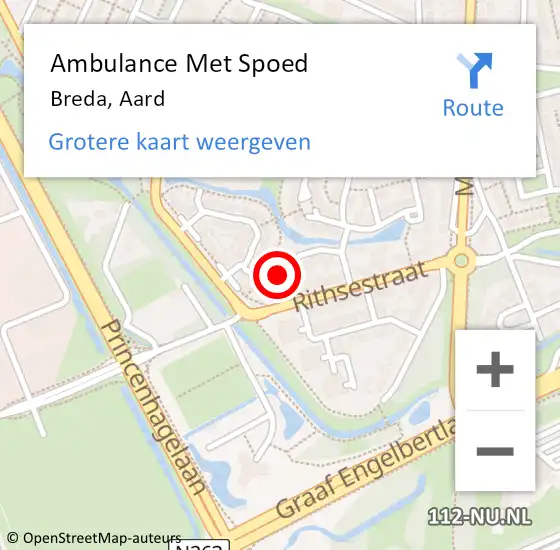 Locatie op kaart van de 112 melding: Ambulance Met Spoed Naar Breda, Aard op 8 oktober 2017 14:20