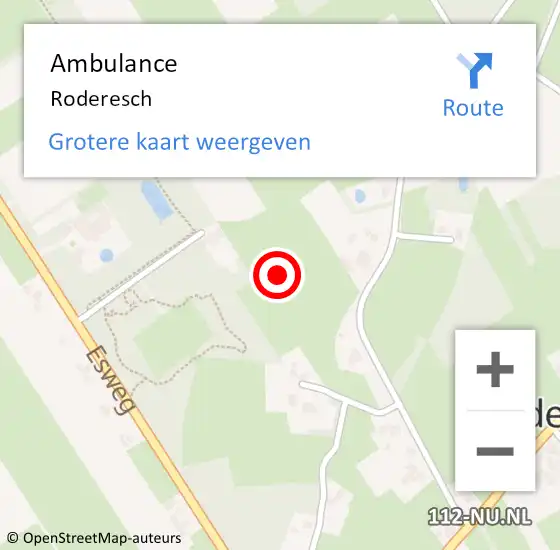 Locatie op kaart van de 112 melding: Ambulance Roderesch op 8 oktober 2017 16:50