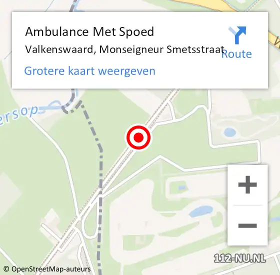 Locatie op kaart van de 112 melding: Ambulance Met Spoed Naar Valkenswaard, Monseigneur Smetsstraat op 8 oktober 2017 17:00