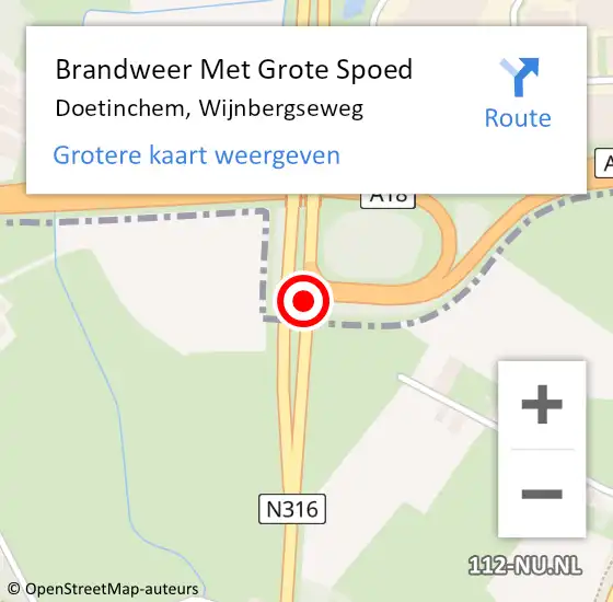 Locatie op kaart van de 112 melding: Brandweer Met Grote Spoed Naar Doetinchem, Wijnbergseweg op 8 oktober 2017 17:31