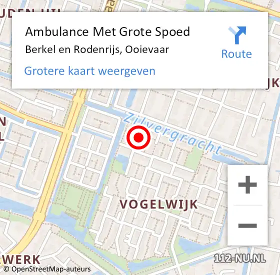 Locatie op kaart van de 112 melding: Ambulance Met Grote Spoed Naar Berkel en Rodenrijs, Ooievaar op 8 oktober 2017 21:53