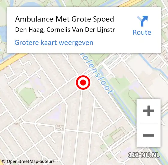 Locatie op kaart van de 112 melding: Ambulance Met Grote Spoed Naar Den Haag, Cornelis Van Der Lijnstr op 8 oktober 2017 23:19