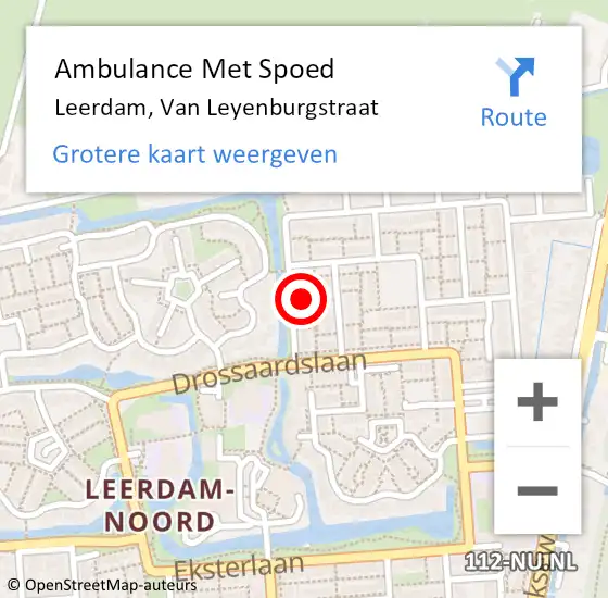 Locatie op kaart van de 112 melding: Ambulance Met Spoed Naar Leerdam, Van Leyenburgstraat op 3 februari 2014 16:00