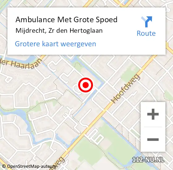 Locatie op kaart van de 112 melding: Ambulance Met Grote Spoed Naar Mijdrecht, Zr den Hertoglaan op 9 oktober 2017 08:45