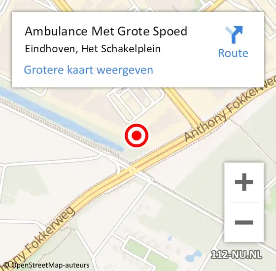 Locatie op kaart van de 112 melding: Ambulance Met Grote Spoed Naar Eindhoven, Het Schakelplein op 9 oktober 2017 10:34