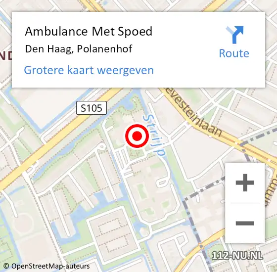 Locatie op kaart van de 112 melding: Ambulance Met Spoed Naar Den Haag, Polanenhof op 9 oktober 2017 10:52