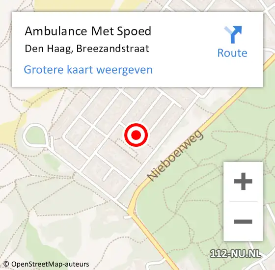Locatie op kaart van de 112 melding: Ambulance Met Spoed Naar Den Haag, Breezandstraat op 9 oktober 2017 12:07