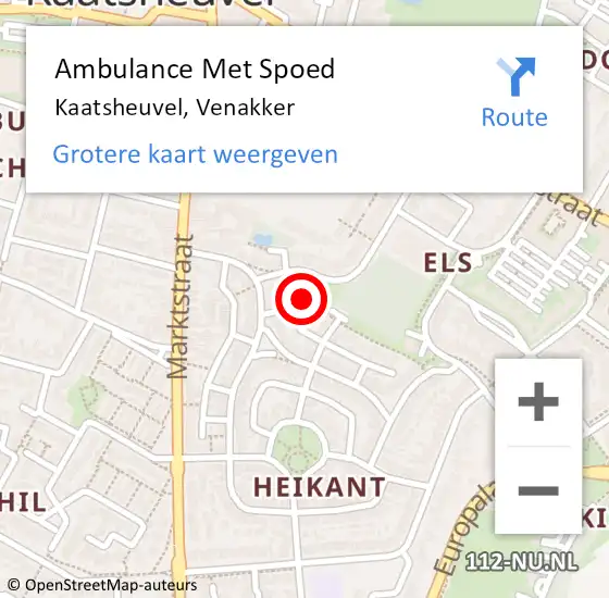 Locatie op kaart van de 112 melding: Ambulance Met Spoed Naar Kaatsheuvel, Venakker op 9 oktober 2017 15:09
