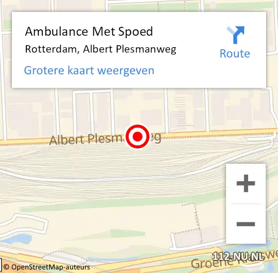 Locatie op kaart van de 112 melding: Ambulance Met Spoed Naar Rotterdam, Albert Plesmanweg op 9 oktober 2017 15:12