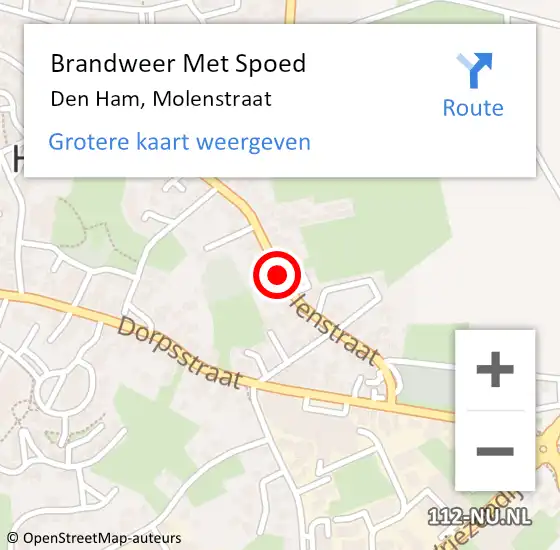 Locatie op kaart van de 112 melding: Brandweer Met Spoed Naar Den Ham, Molenstraat op 9 oktober 2017 19:47