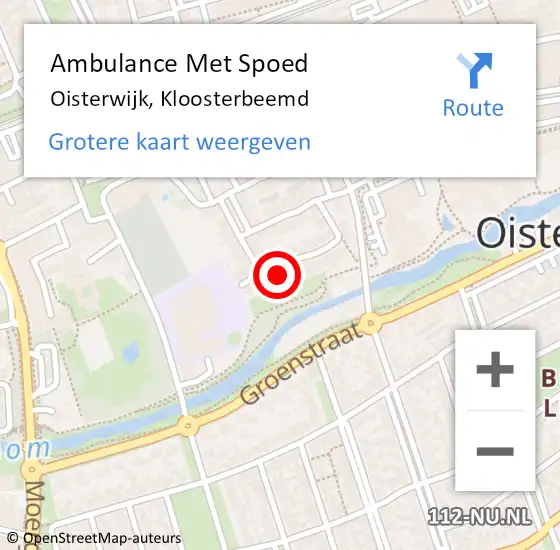 Locatie op kaart van de 112 melding: Ambulance Met Spoed Naar Oisterwijk, Kloosterbeemd op 9 oktober 2017 23:22