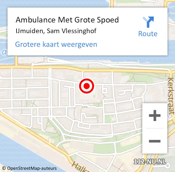 Locatie op kaart van de 112 melding: Ambulance Met Grote Spoed Naar IJmuiden, Sam Vlessinghof op 10 oktober 2017 03:25