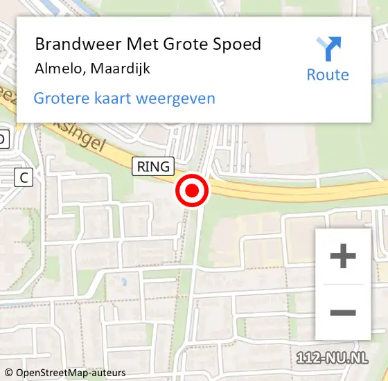 Locatie op kaart van de 112 melding: Brandweer Met Grote Spoed Naar Almelo, Maardijk op 10 oktober 2017 08:23