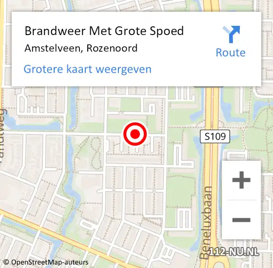 Locatie op kaart van de 112 melding: Brandweer Met Grote Spoed Naar Amstelveen, Rozenoord op 10 oktober 2017 08:23