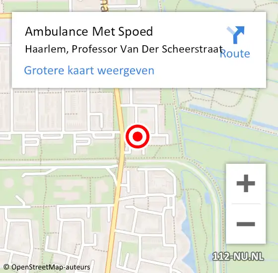 Locatie op kaart van de 112 melding: Ambulance Met Spoed Naar Haarlem, Professor Van Der Scheerstraat op 10 oktober 2017 10:20