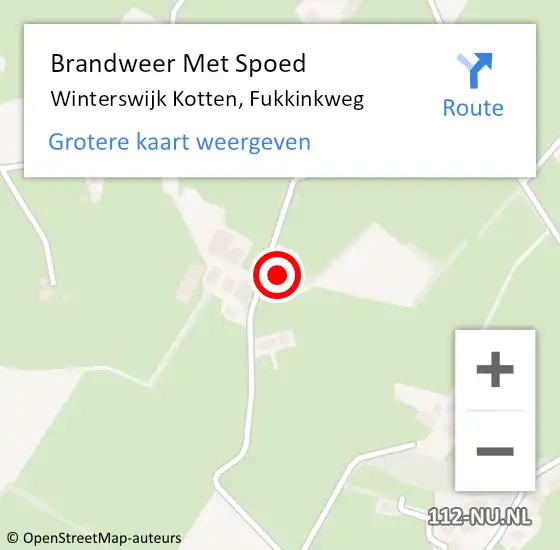Locatie op kaart van de 112 melding: Brandweer Met Spoed Naar Winterswijk Kotten, Fukkinkweg op 10 oktober 2017 12:00