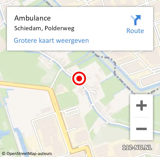 Locatie op kaart van de 112 melding: Ambulance Schiedam, Polderweg op 10 oktober 2017 12:08