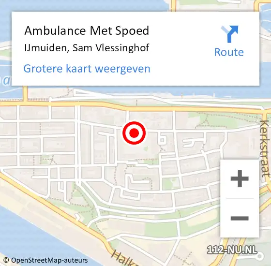 Locatie op kaart van de 112 melding: Ambulance Met Spoed Naar IJmuiden, Sam Vlessinghof op 10 oktober 2017 12:12