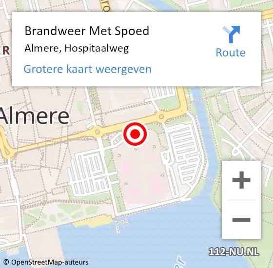 Locatie op kaart van de 112 melding: Brandweer Met Spoed Naar Almere, Hospitaalweg op 10 oktober 2017 12:51