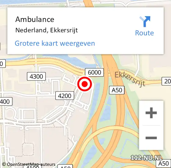 Locatie op kaart van de 112 melding: Ambulance Nederland, Ekkersrijt op 10 oktober 2017 14:26
