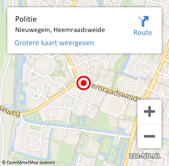 Locatie op kaart van de 112 melding: Politie Nieuwegein, Heemraadsweide op 10 oktober 2017 15:30