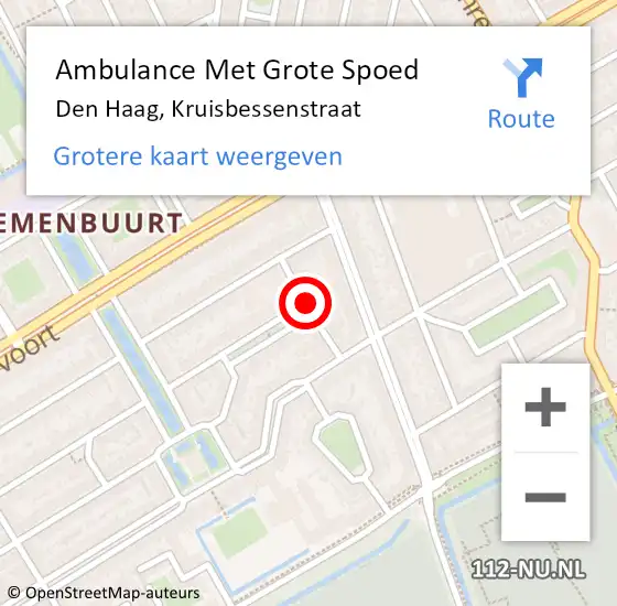 Locatie op kaart van de 112 melding: Ambulance Met Grote Spoed Naar Den Haag, Kruisbessenstraat op 10 oktober 2017 18:10