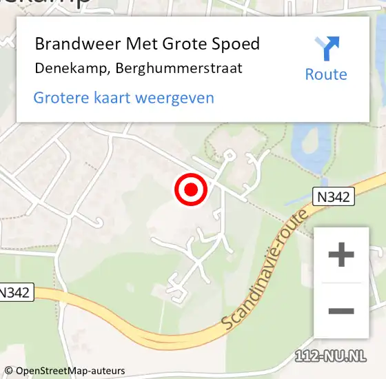 Locatie op kaart van de 112 melding: Brandweer Met Grote Spoed Naar Denekamp, Berghummerstraat op 10 oktober 2017 20:11