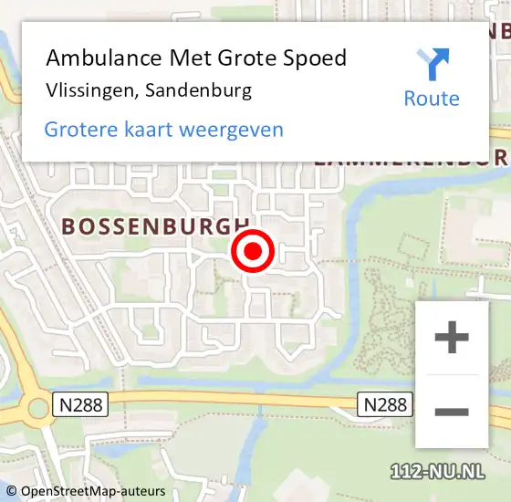 Locatie op kaart van de 112 melding: Ambulance Met Grote Spoed Naar Vlissingen, Sandenburg op 11 oktober 2017 00:10