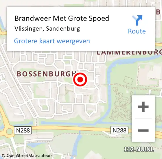 Locatie op kaart van de 112 melding: Brandweer Met Grote Spoed Naar Vlissingen, Sandenburg op 11 oktober 2017 00:13