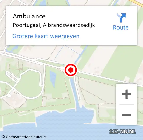 Locatie op kaart van de 112 melding: Ambulance Poortugaal, Albrandswaardsedijk op 11 oktober 2017 09:06