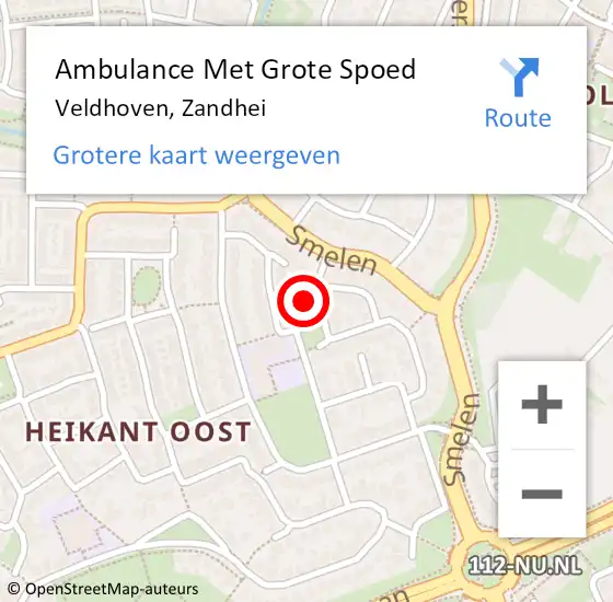 Locatie op kaart van de 112 melding: Ambulance Met Grote Spoed Naar Veldhoven, Zandhei op 11 oktober 2017 09:22