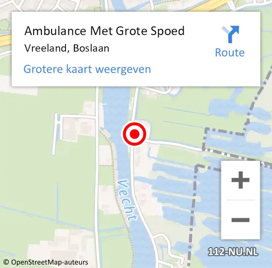 Locatie op kaart van de 112 melding: Ambulance Met Grote Spoed Naar Vreeland, Boslaan op 11 oktober 2017 09:58