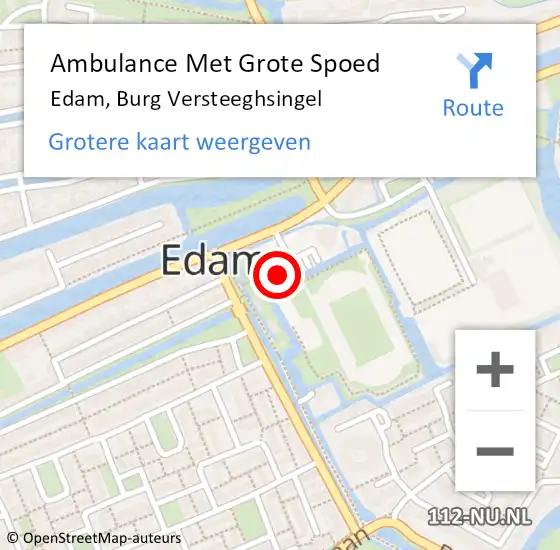 Locatie op kaart van de 112 melding: Ambulance Met Grote Spoed Naar Edam, Burg Versteeghsingel op 11 oktober 2017 11:32