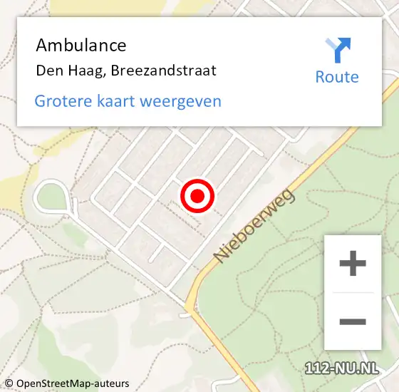 Locatie op kaart van de 112 melding: Ambulance Den Haag, Breezandstraat op 11 oktober 2017 13:18